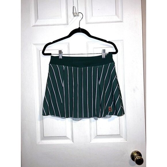 NWT NIKE Court Skirt Shorts Tennis Dri Fit Green White Striped Sz M - Picture 1 of 11